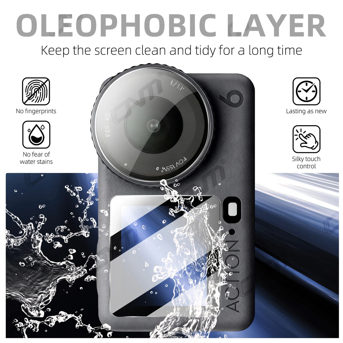 Tempered Glass Screen Protector for DJI Action 6 - ARC ONE